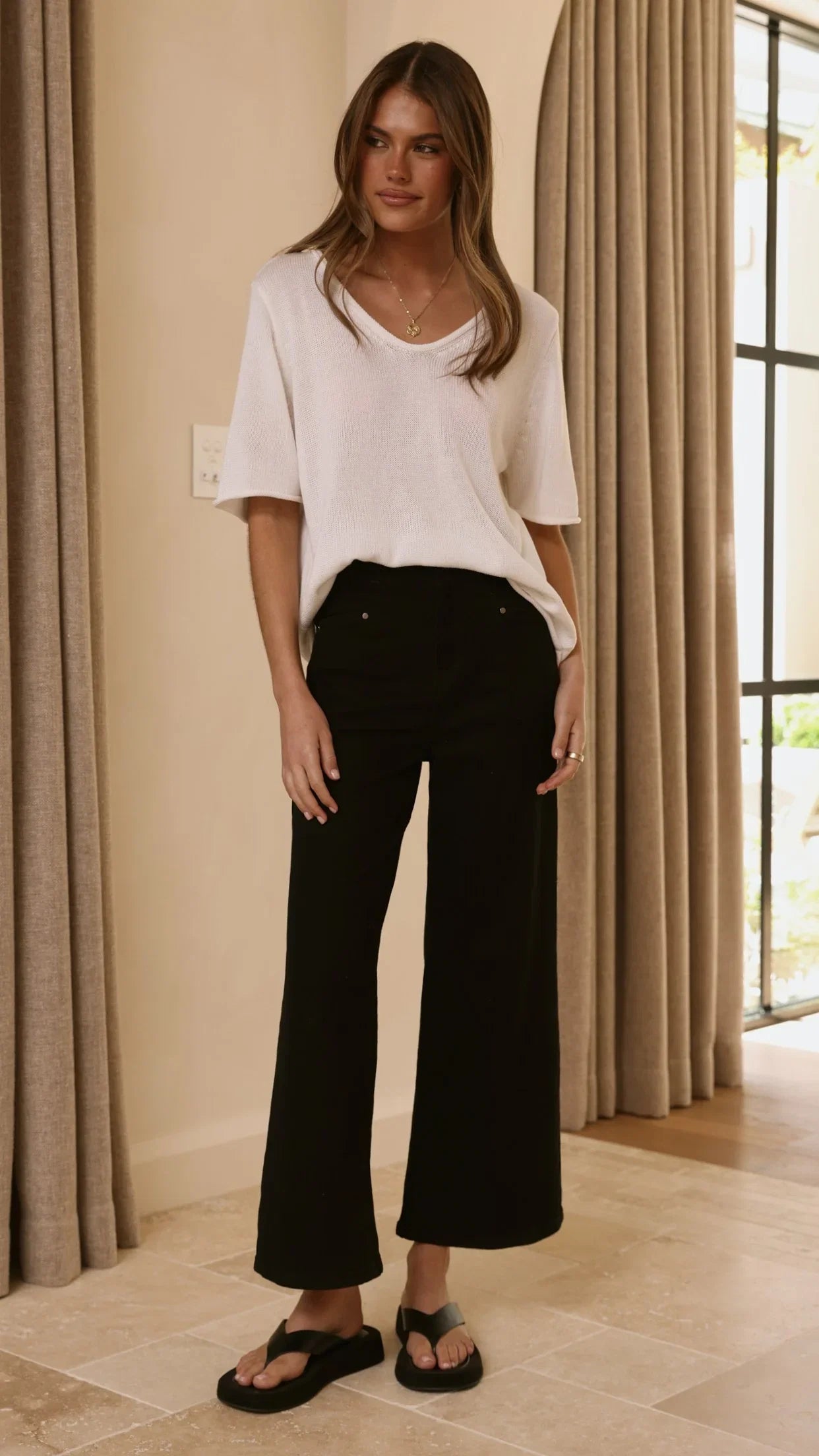 Spring Scoop Neck Tee White