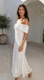 Lunessa Lace Off Shoulder Maxi Dress Cream White