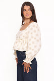 Cielo Top Sand Beige Floral
