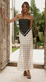 Onella Semi Sheer Maxi Skirt Cream Black Polka Dot