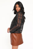 Peony Long Sleeve Sheer Top with Cami Black