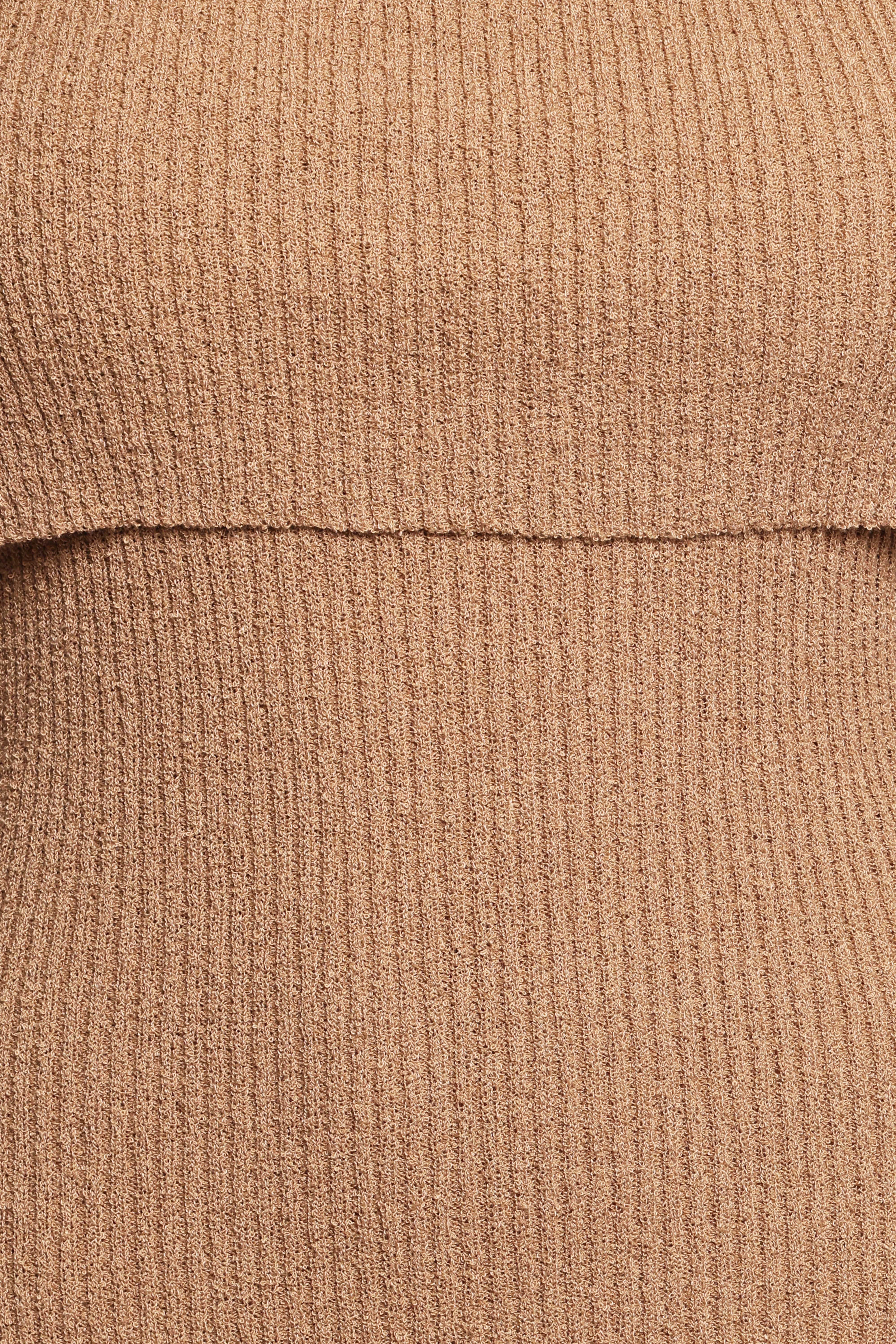 Domitia Off Shoulder Knit Dress Brown