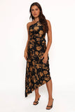 Kleo One Shoulder Maxi Dress Black Gold
