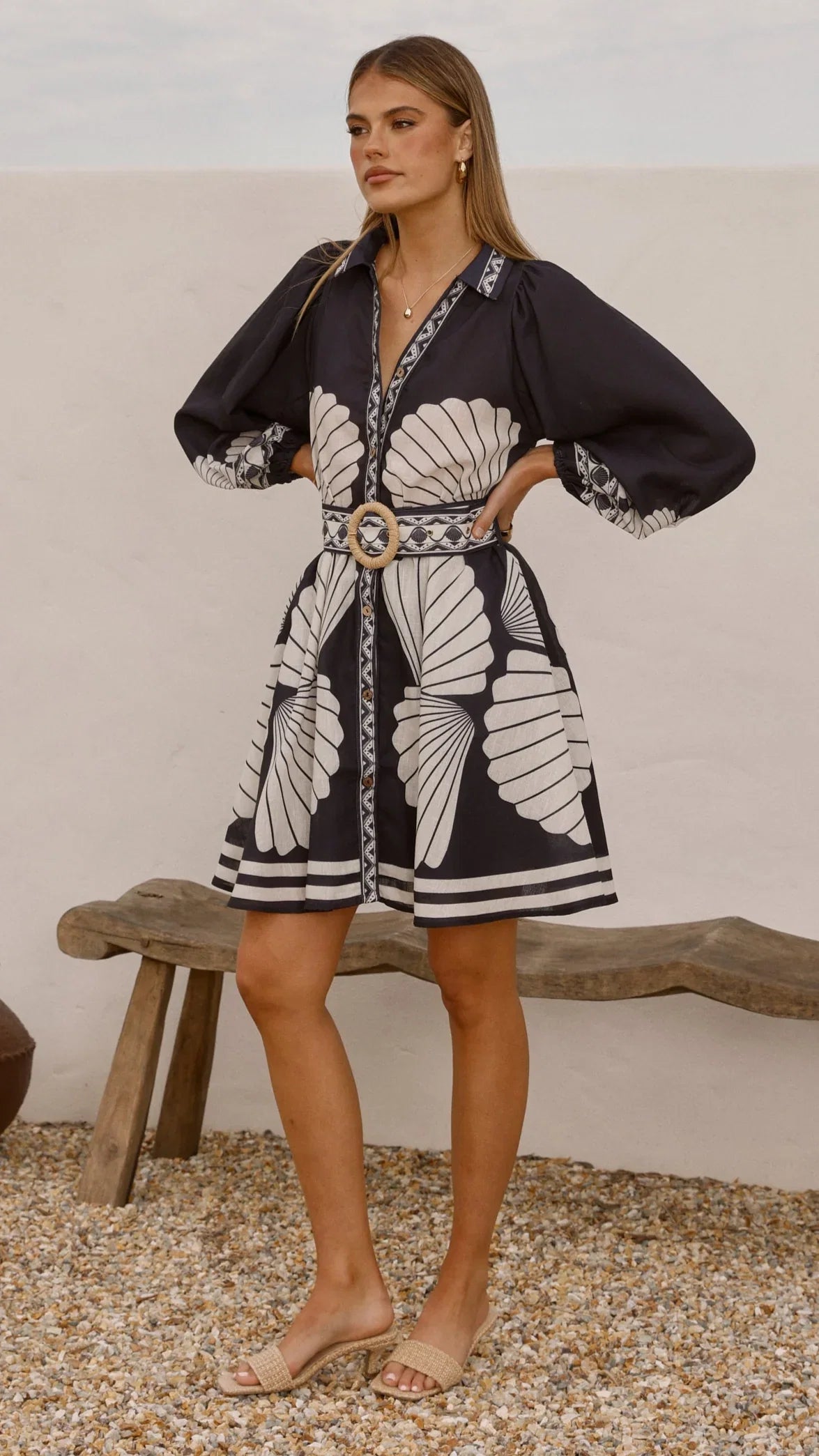 Mariel Long Sleeve Mini Dress Black