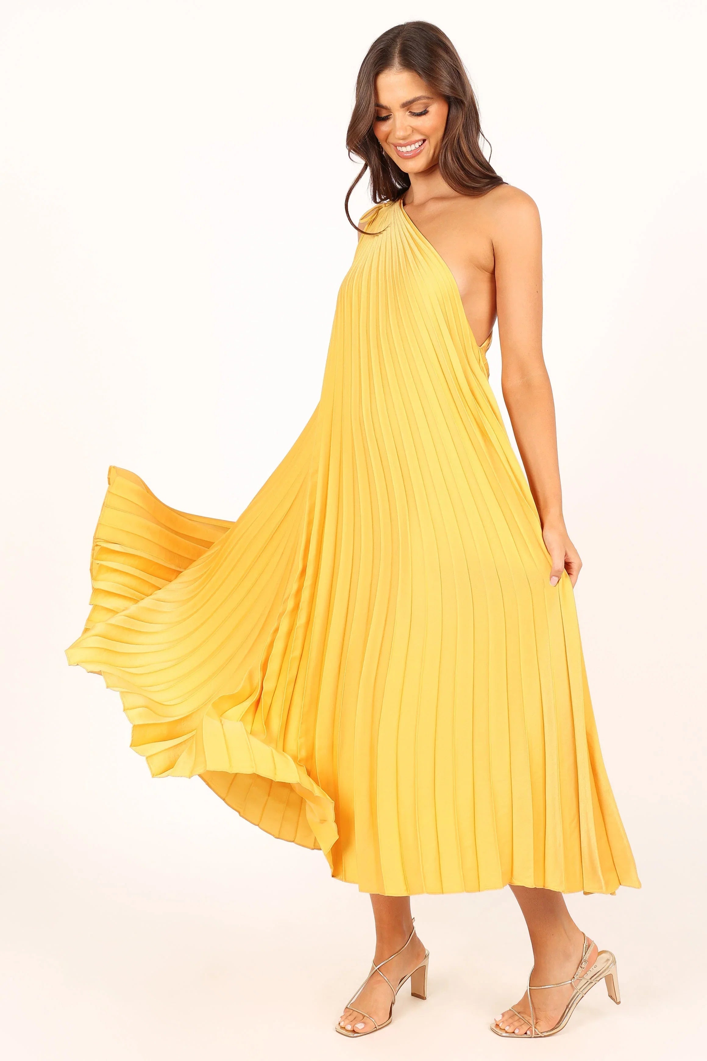 Cali One Shoulder Midi Dress Saffron