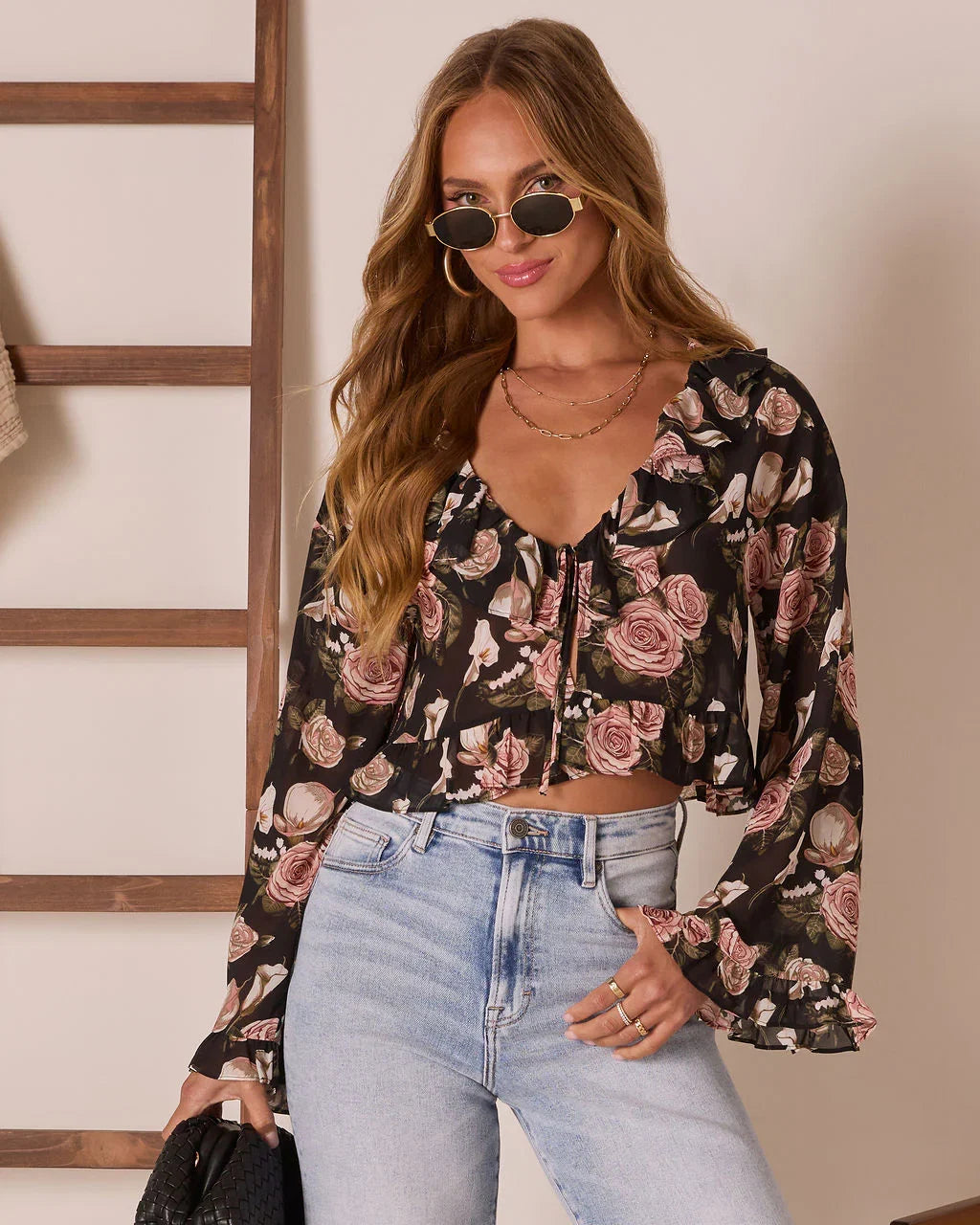 Lovers Bloom Floral Ruffle Blouse