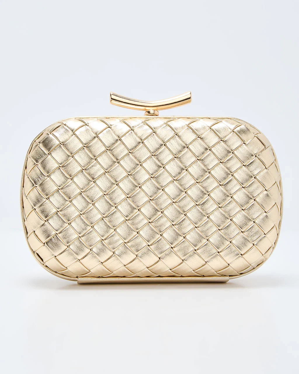 Invitation Only Faux Leather Woven Hard Case Clutch