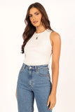 Davie Ribbed Knit Top White