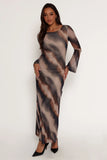 Pandora Long Sleeve Maxi Dress Ombre Stripe