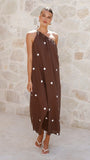 Nasira One Shoulder Maxi Dress Chocolate White Polka Dot