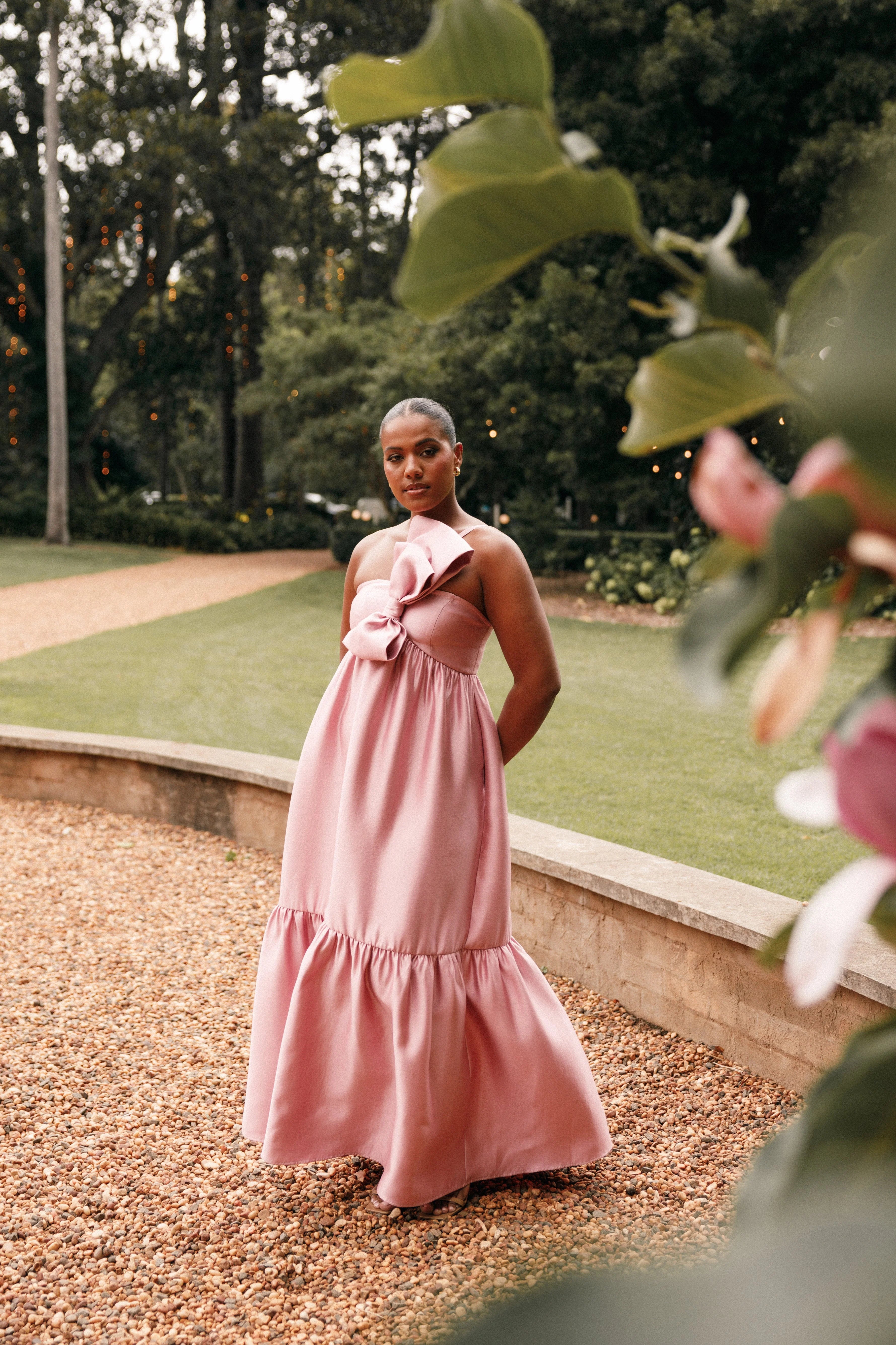 Betina Bow Front Maxi Dress Dusty Rose