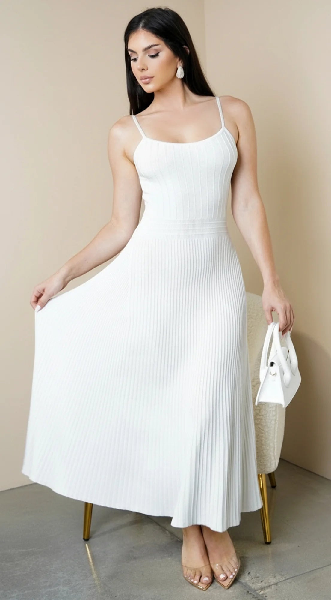 Janece Shimmer Knit Midi Dress Silver