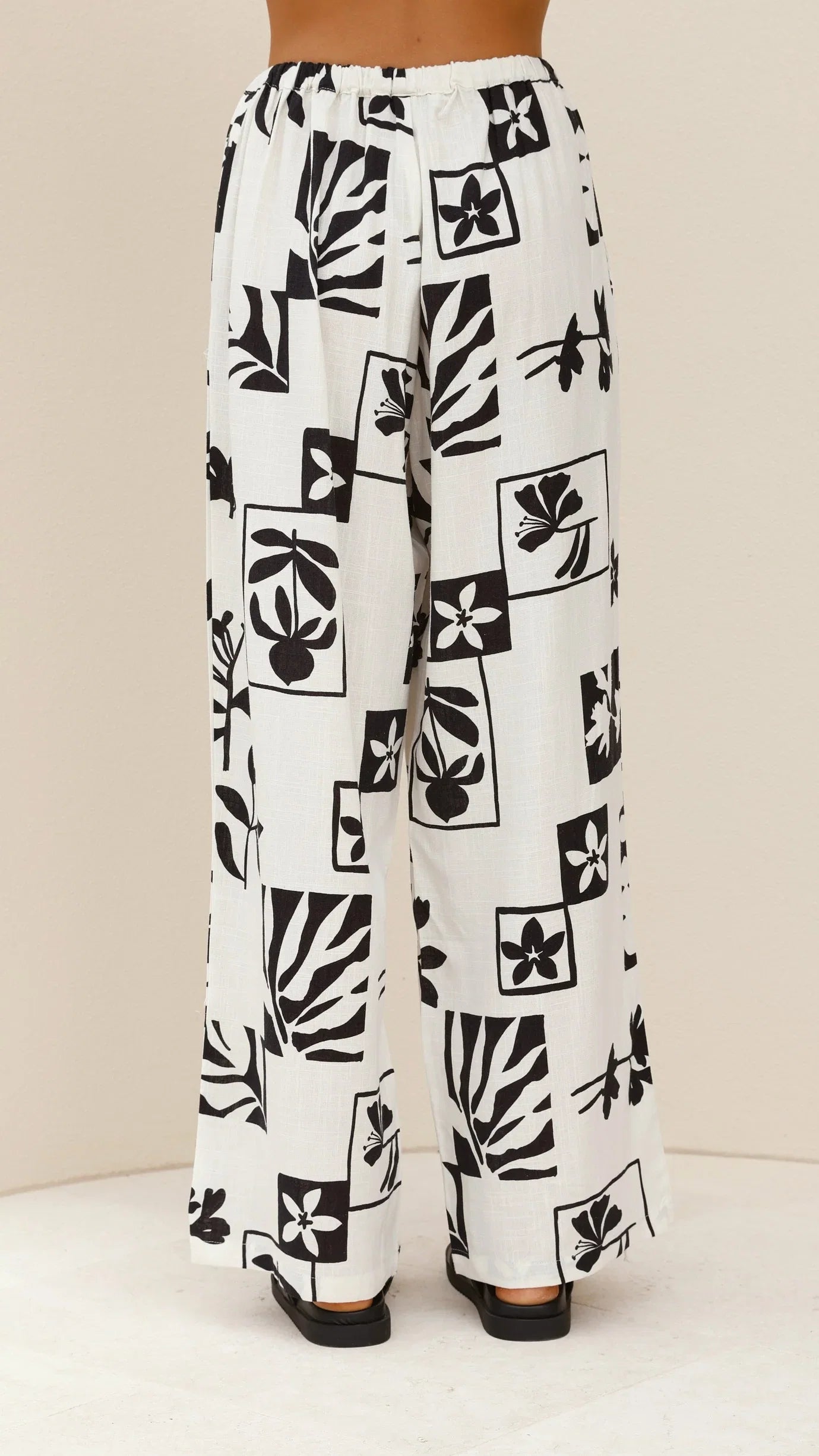 Samaya Pants White Black Print