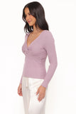 Demi Twist Detail Knit Top Lavender