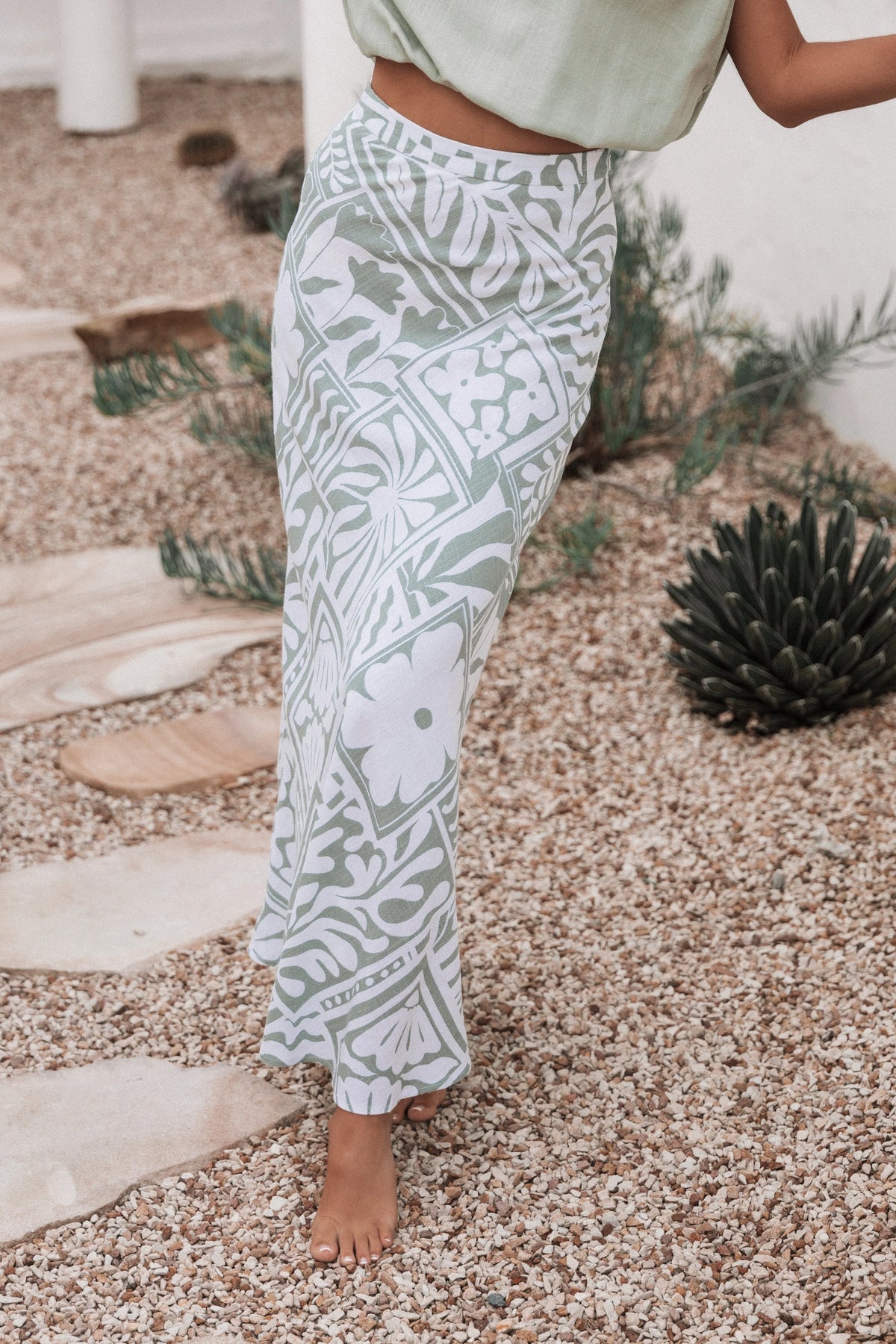 Willow Maxi Skirt Sage Print