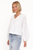 Kenna Embroidered Long Sleeve Top White Floral