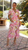 Solana Midi Dress Pink Floral