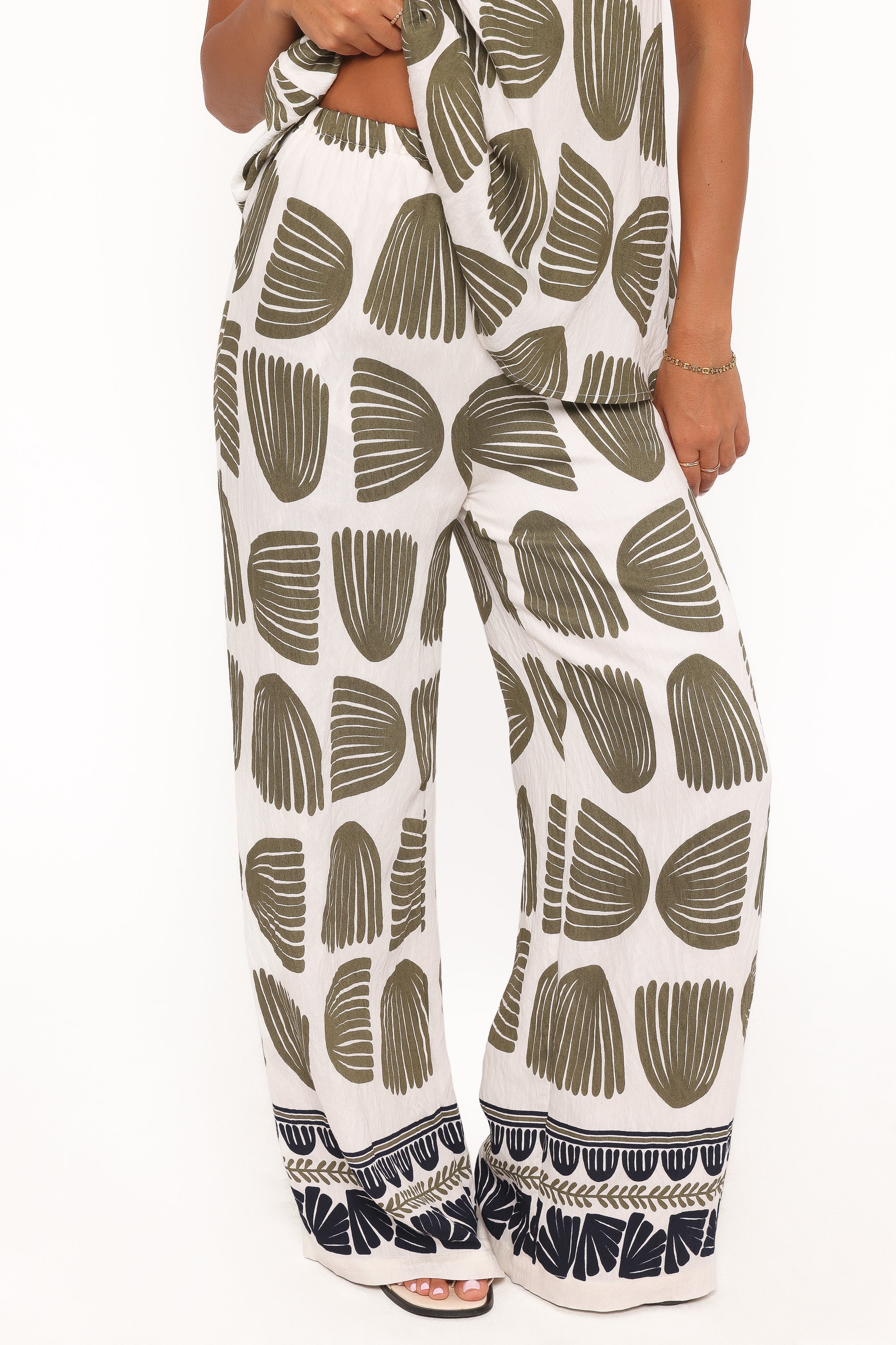 Brianna Pant Set Green Palm Print