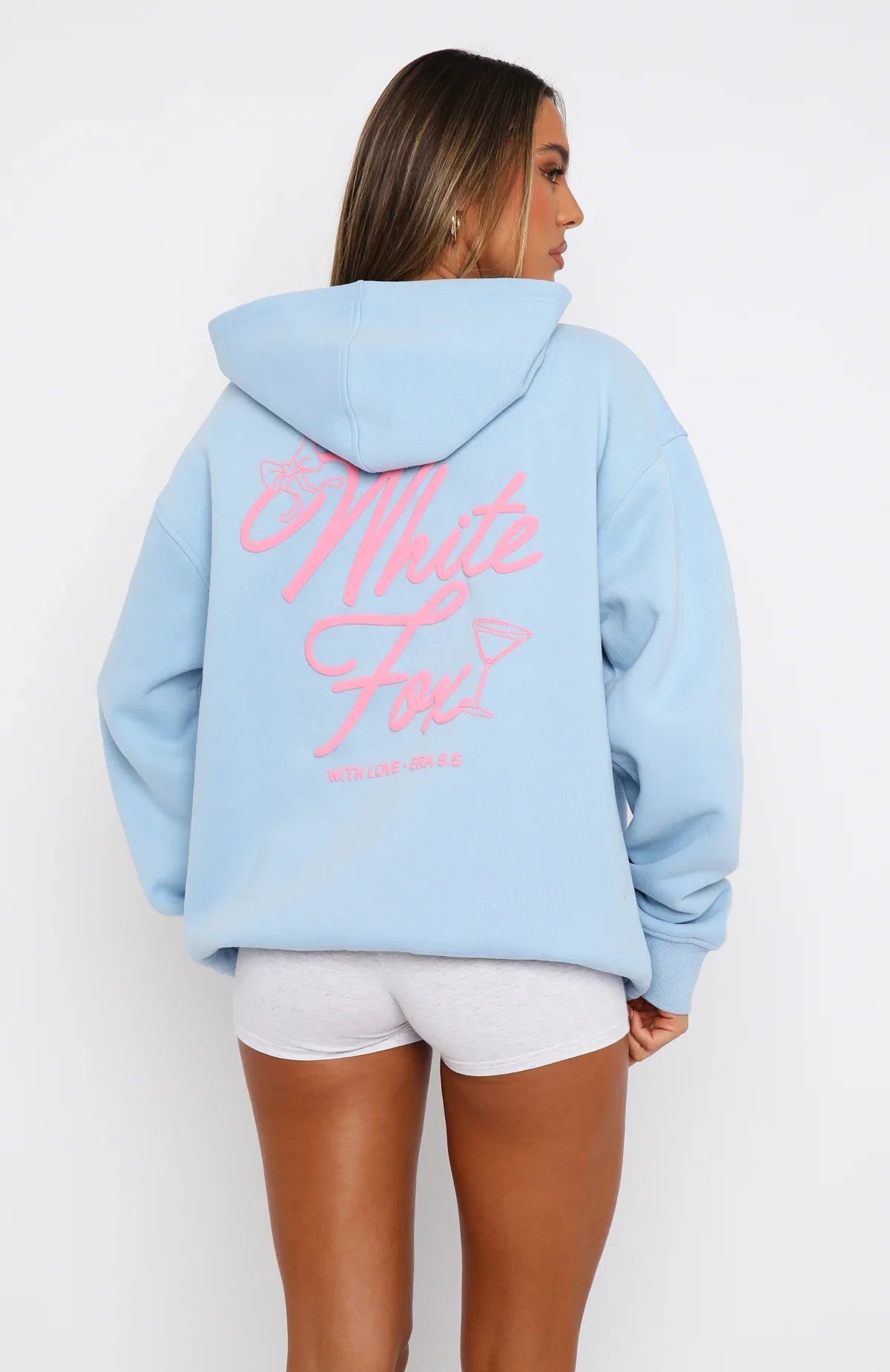 With Love Kisses Oversized Hoodie Baby Blue