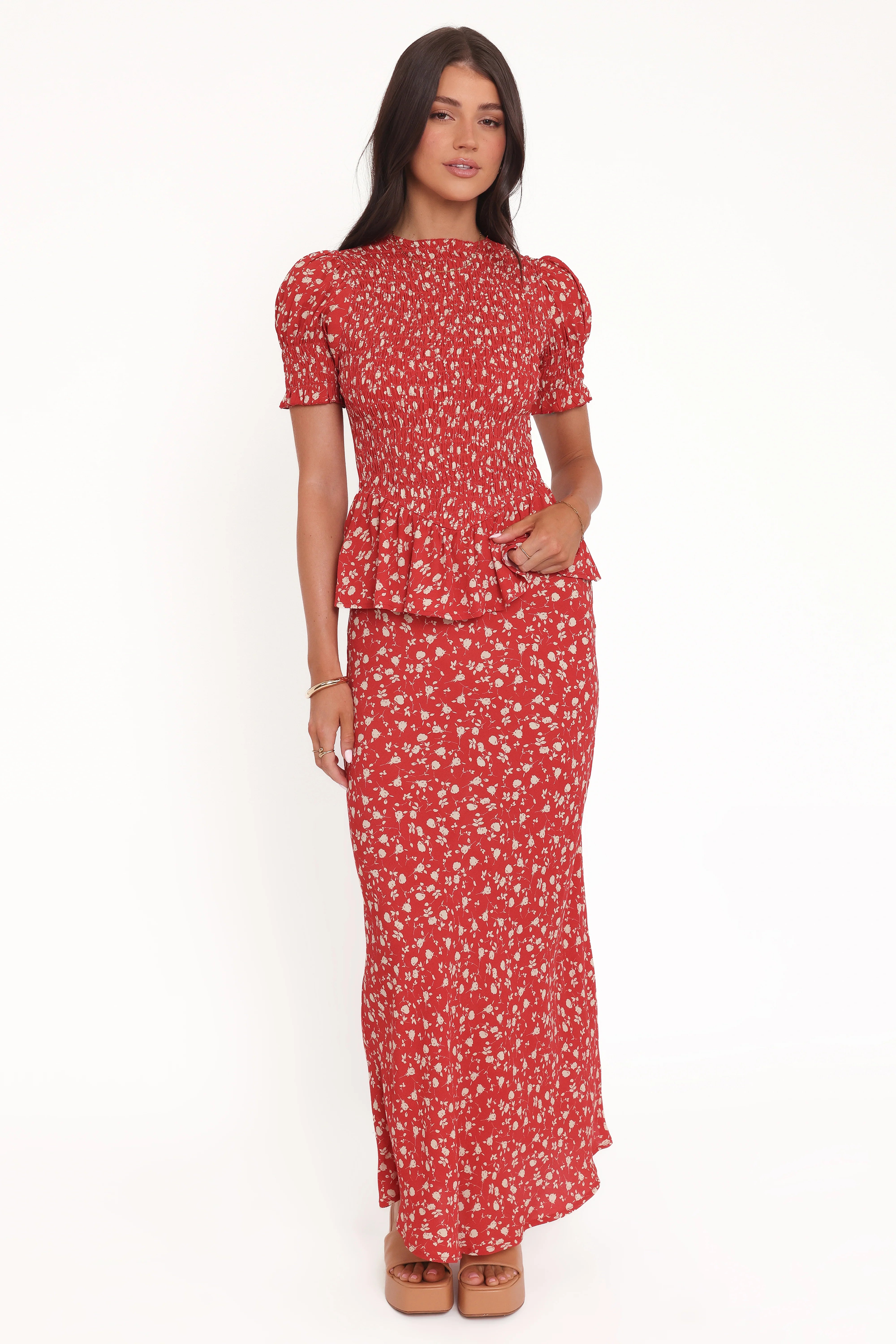 Zoella Maxi Skirt Red Floral