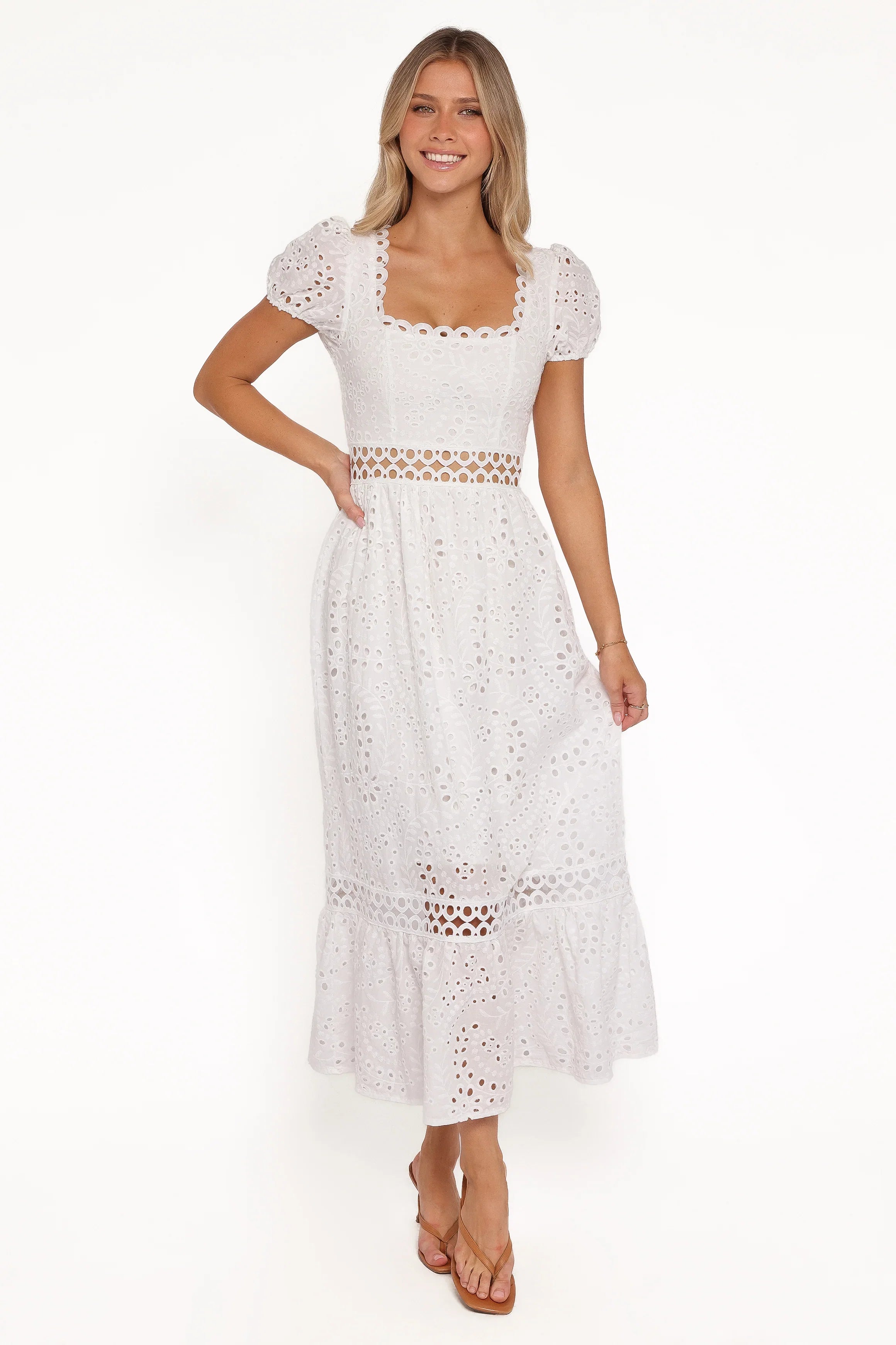 Melania Midi Dress White