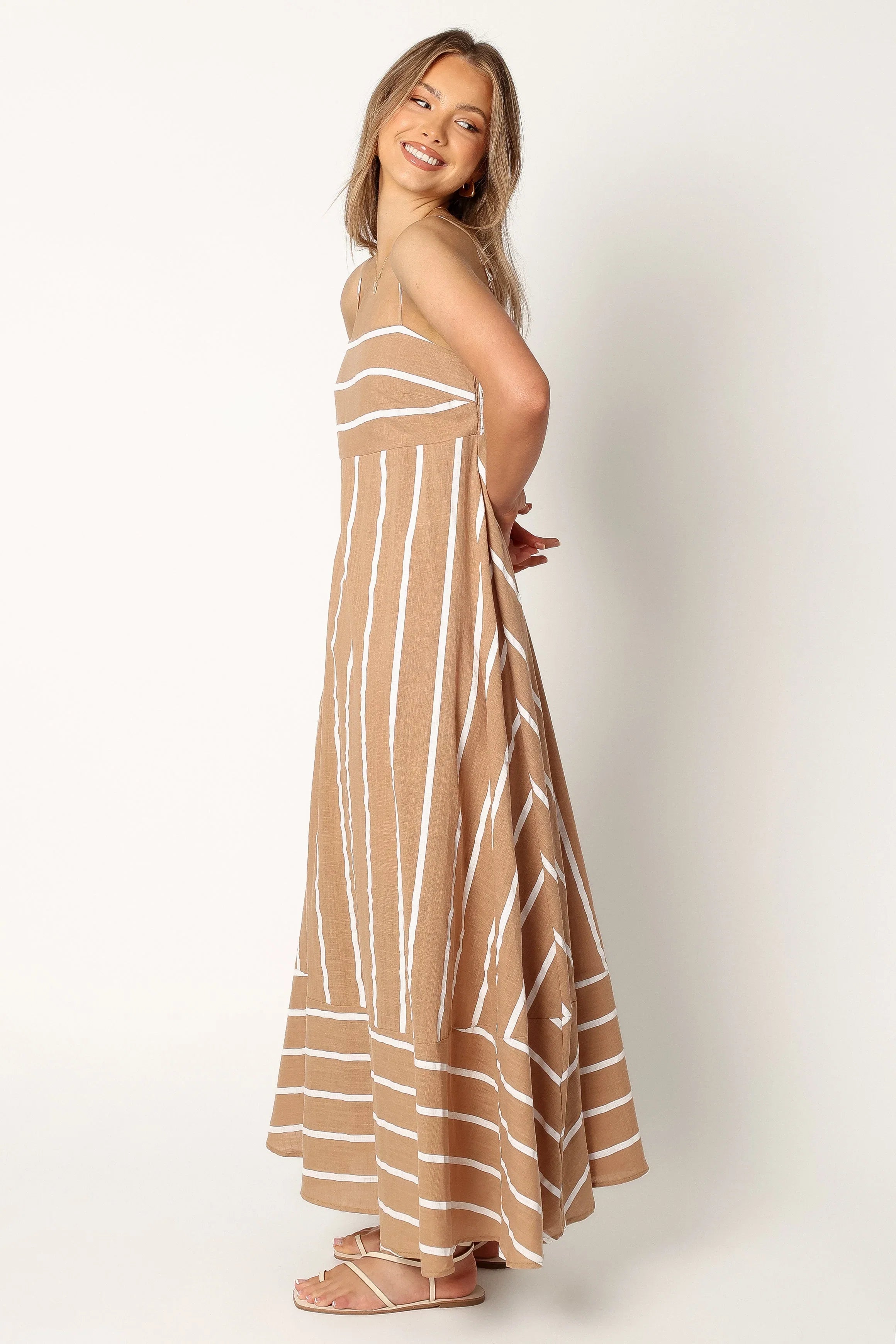 Brea Maxi Dress Tan Stripe