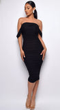 Kat Mesh Off Shoulder Dress Black