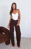 Kiara Mid Rise Barrel Leg Jeans Chocolate Wash