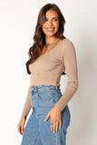 Wells Long Sleeve Knit Top Taupe
