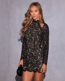Ronney Lace Mock Neck Mini Dress