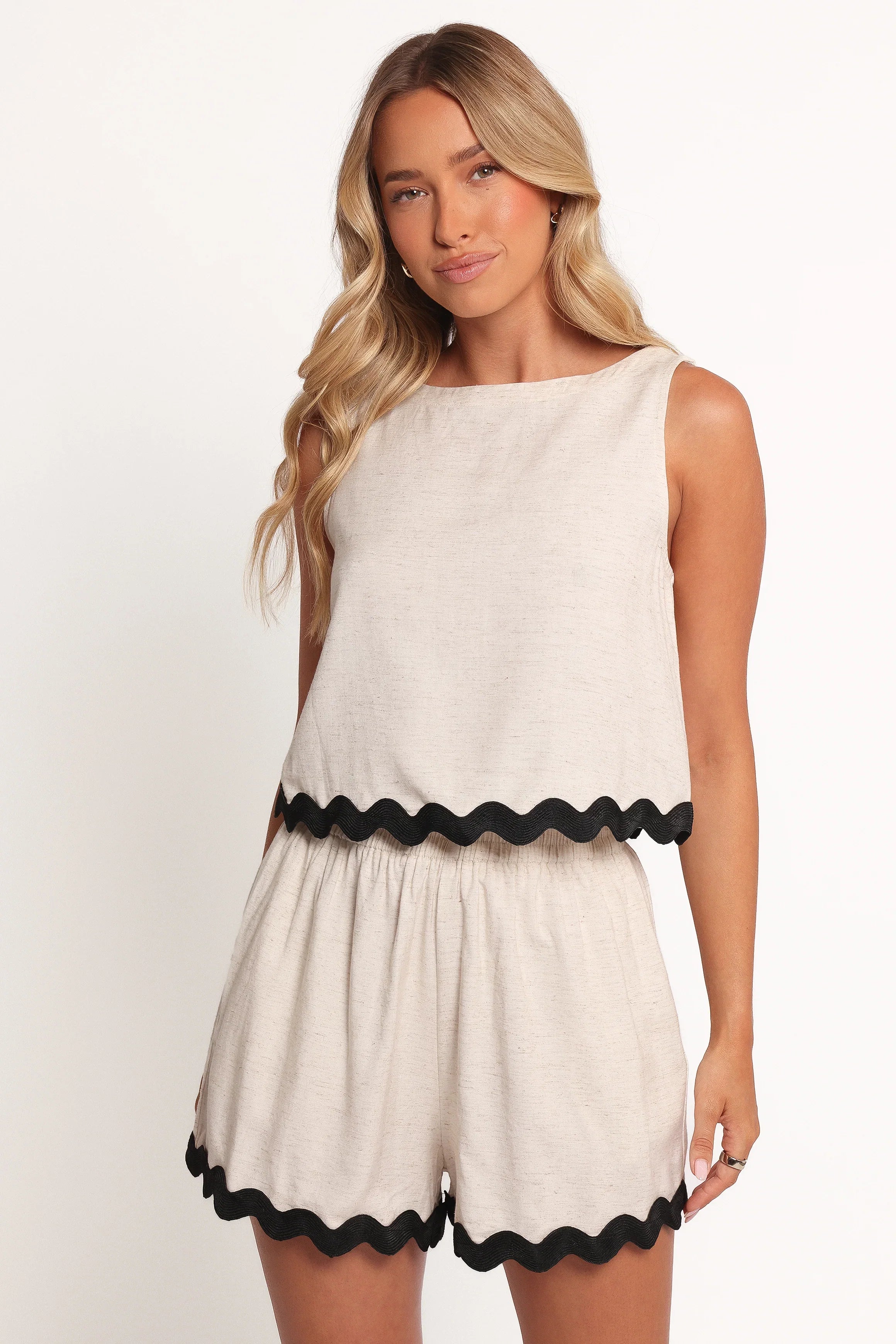 Katy Short Set Cream Black