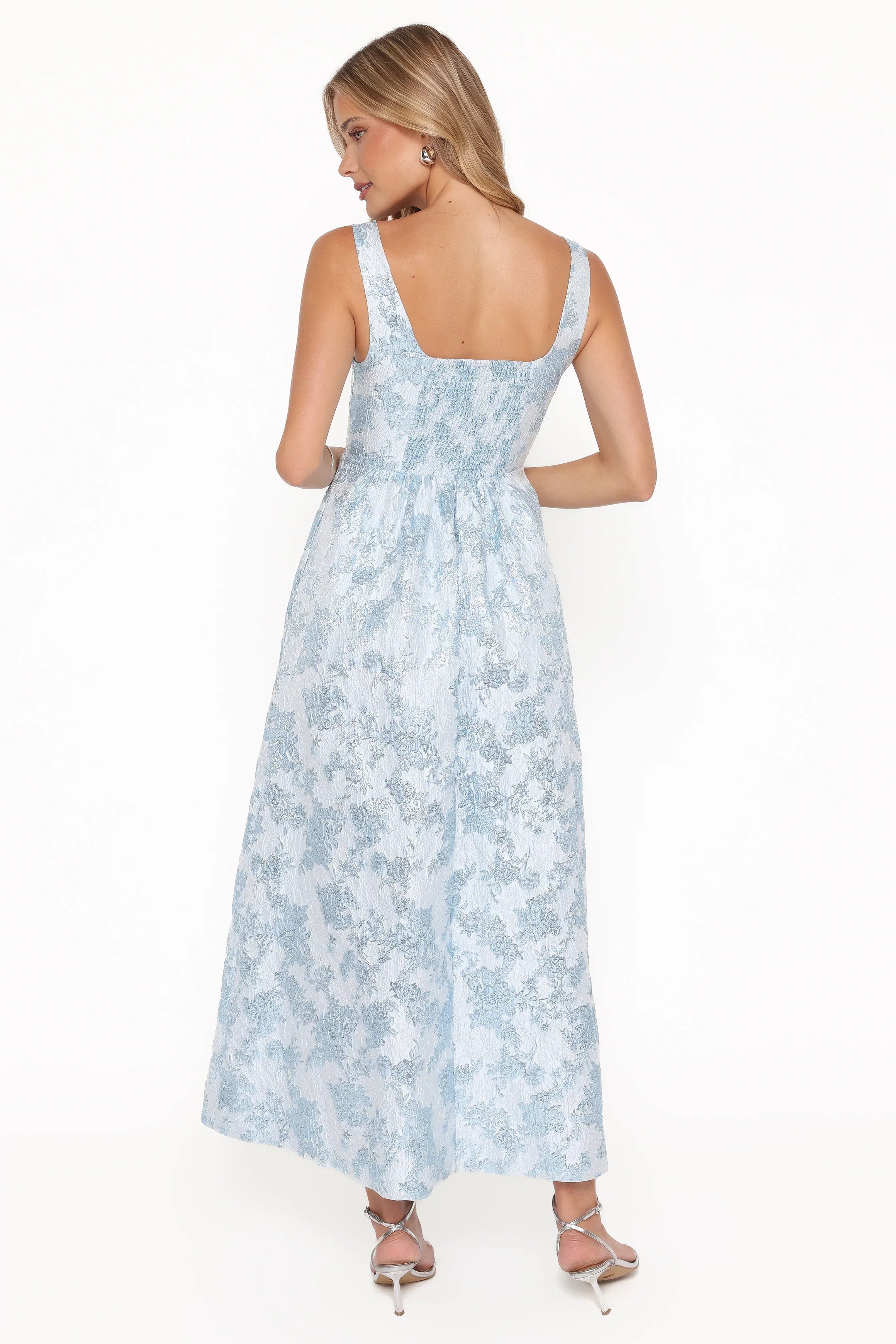 Marcelline Maxi Dress Blue Brocade