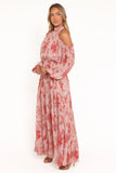 Hilary Pleated Maxi Dress Red Floral