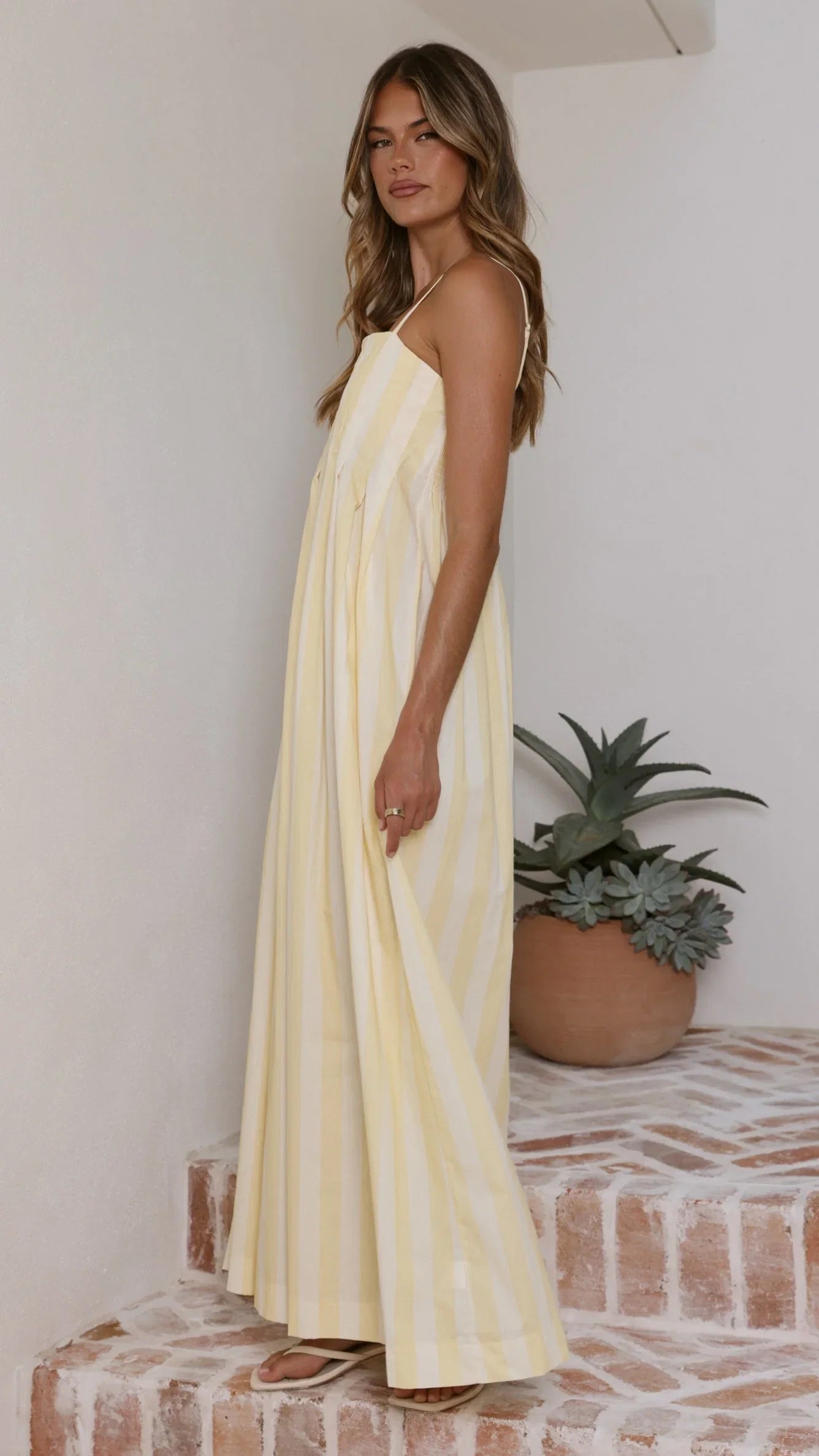 Pippa Maxi Dress Yellow Stripe