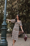 Oona Midi Dress Black Ditsy Floral
