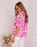 Spring Reset Abstract Print Button Down Top