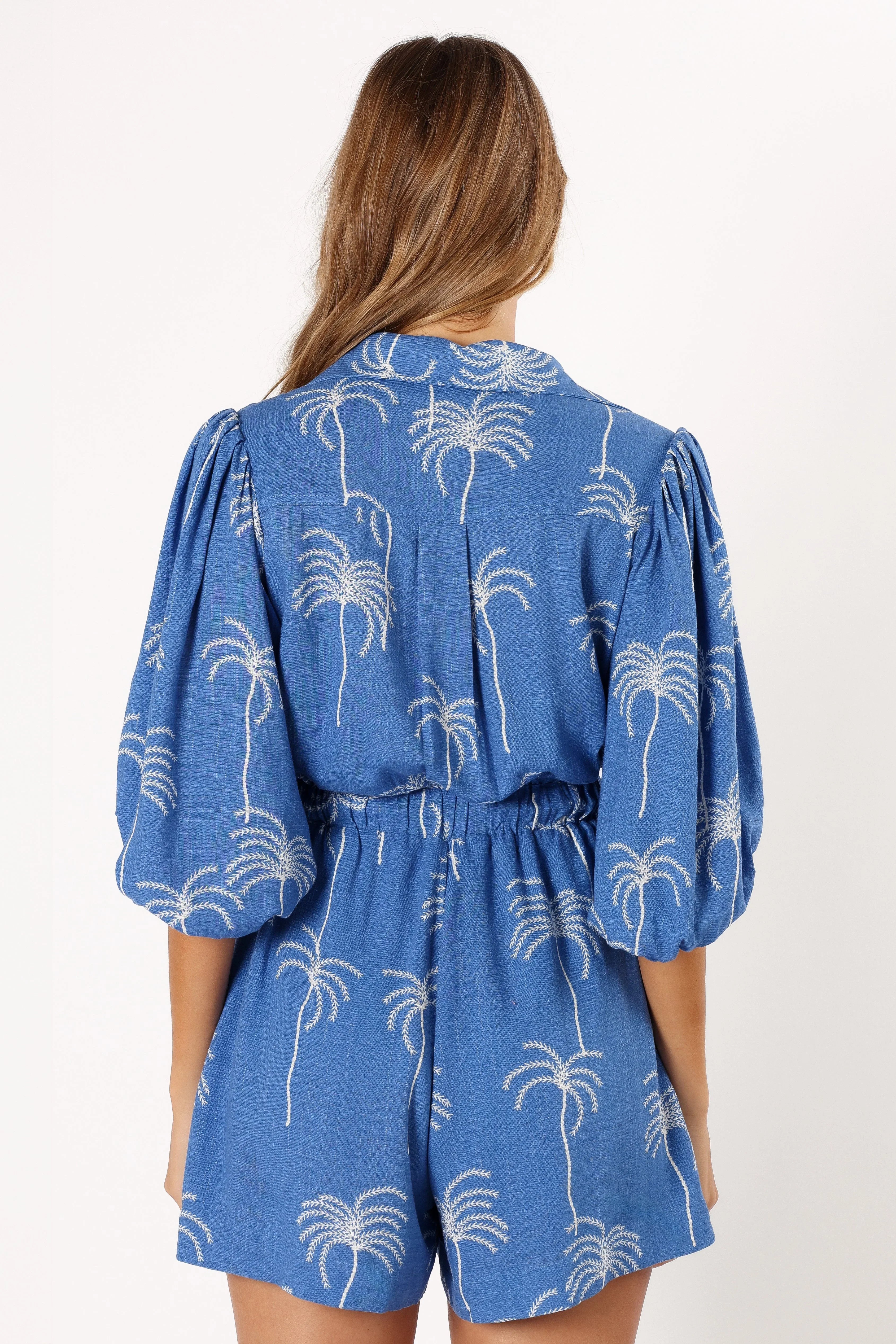 Gina Romper Blue Print
