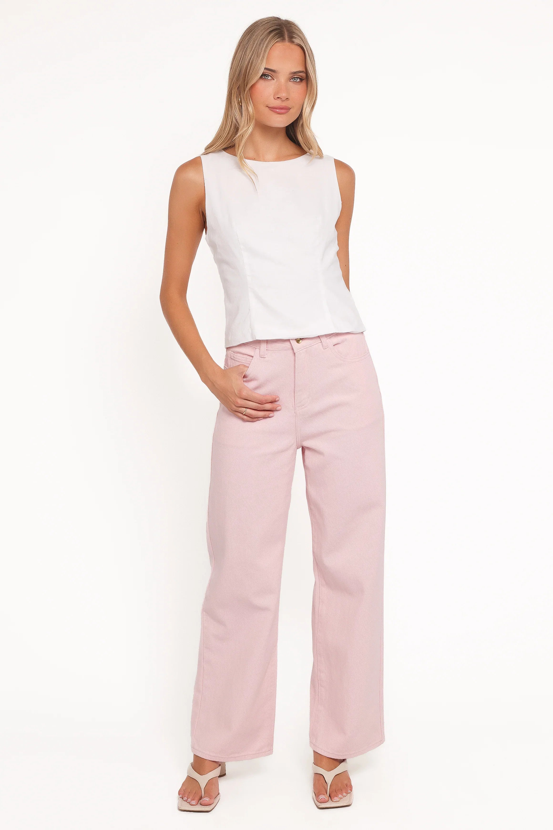Ailis Wide Leg Jean Dusty Pink