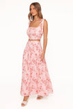Tyler Drop Waist Maxi Skirt Rose Pink Floral