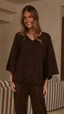 Paisley V Neck Knit Chocolate