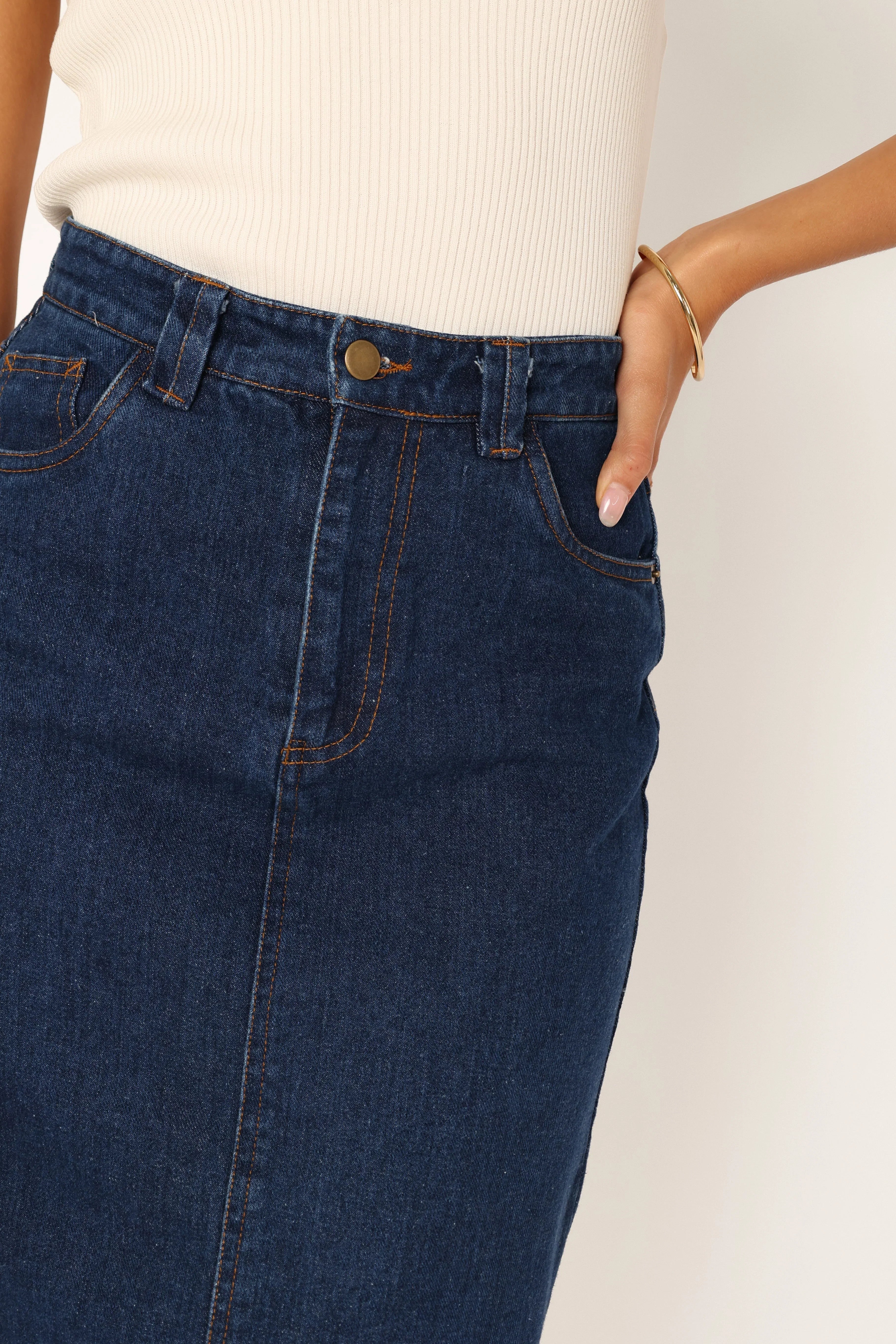 Rana Denim Midi Skirt Dark Denim