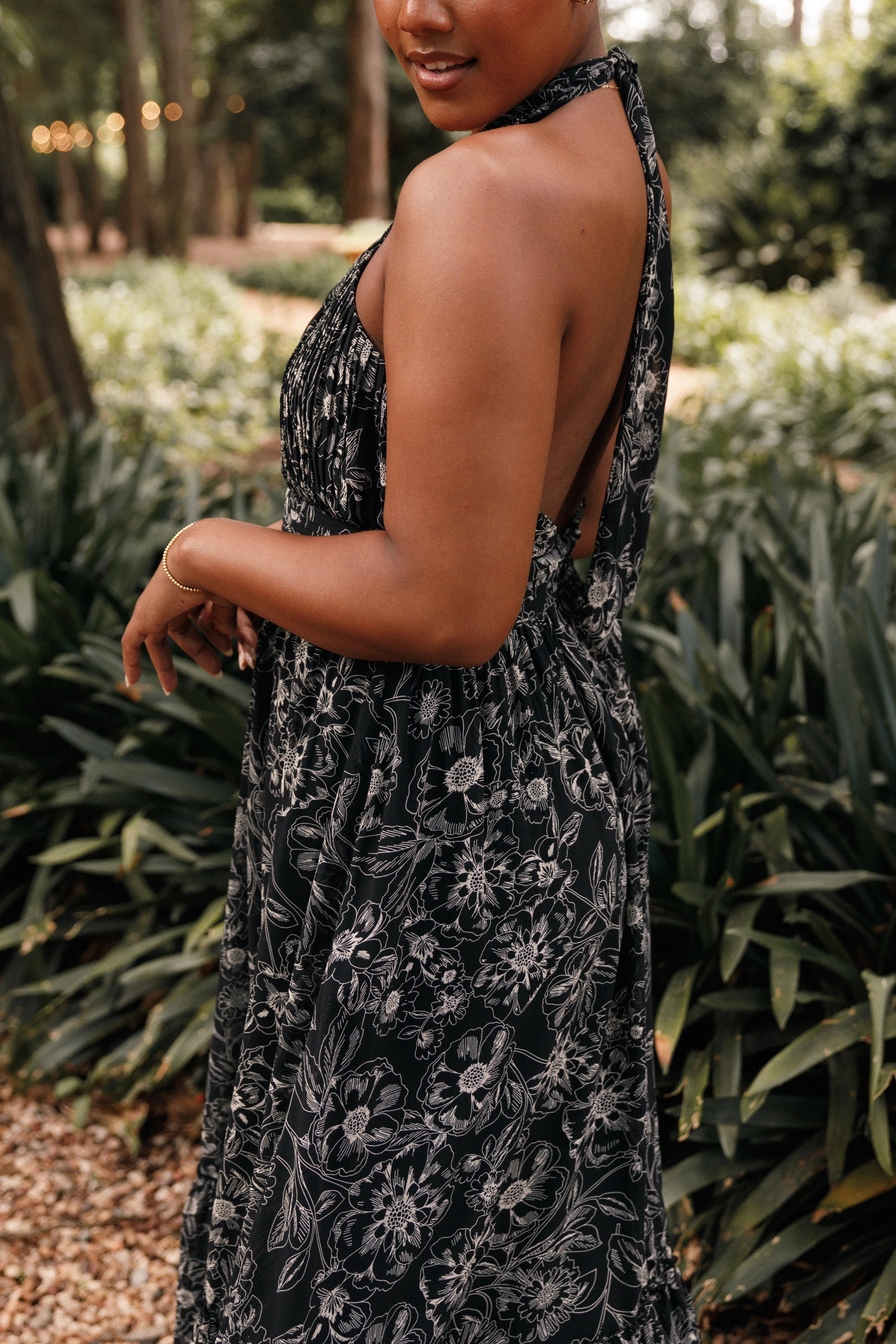 Lennon Halterneck Maxi Dress Black Floral