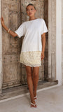 Kiki Lace Mini Skirt Yellow Floral
