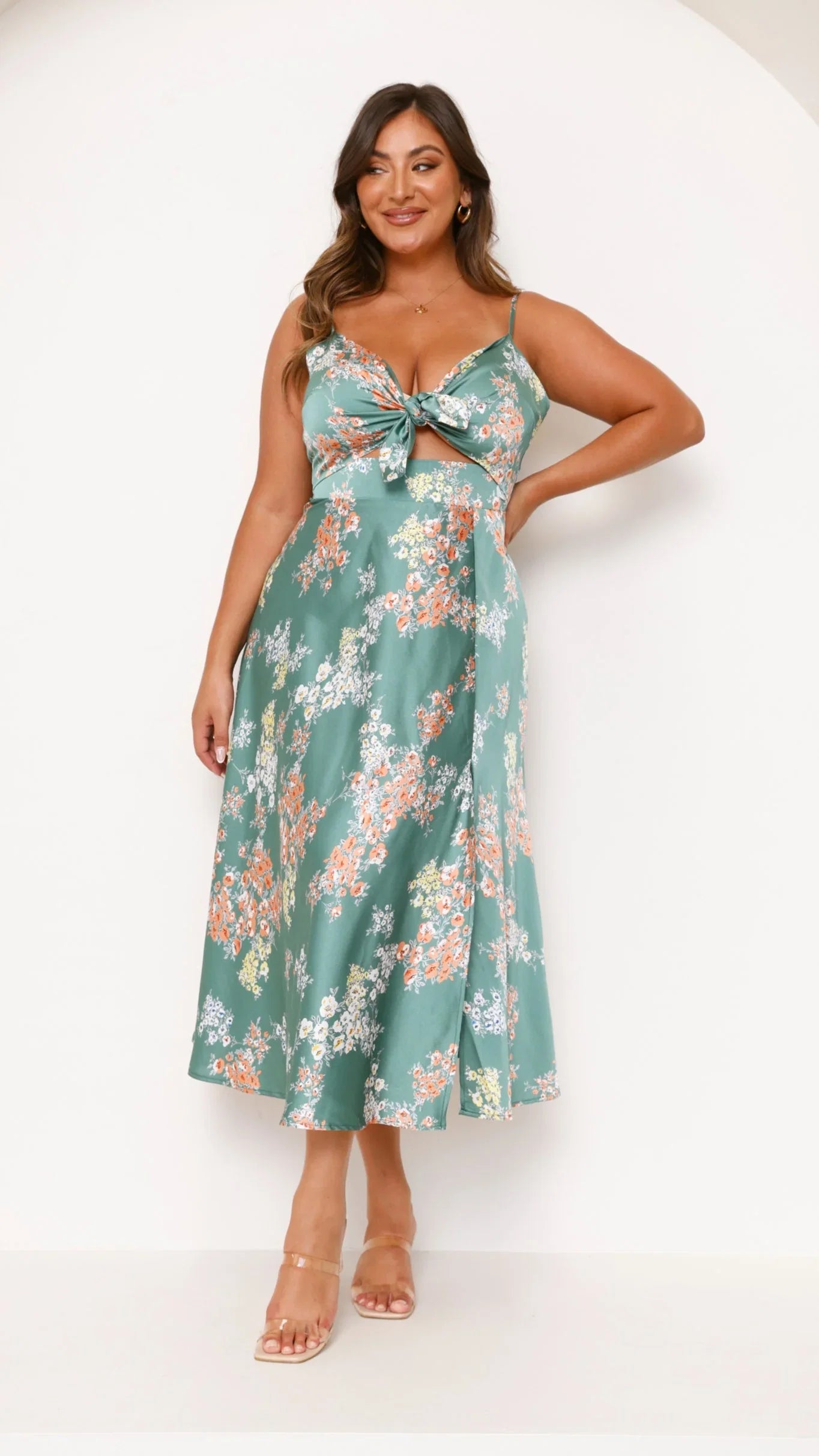 Dreamers Midi Dress Green Floral