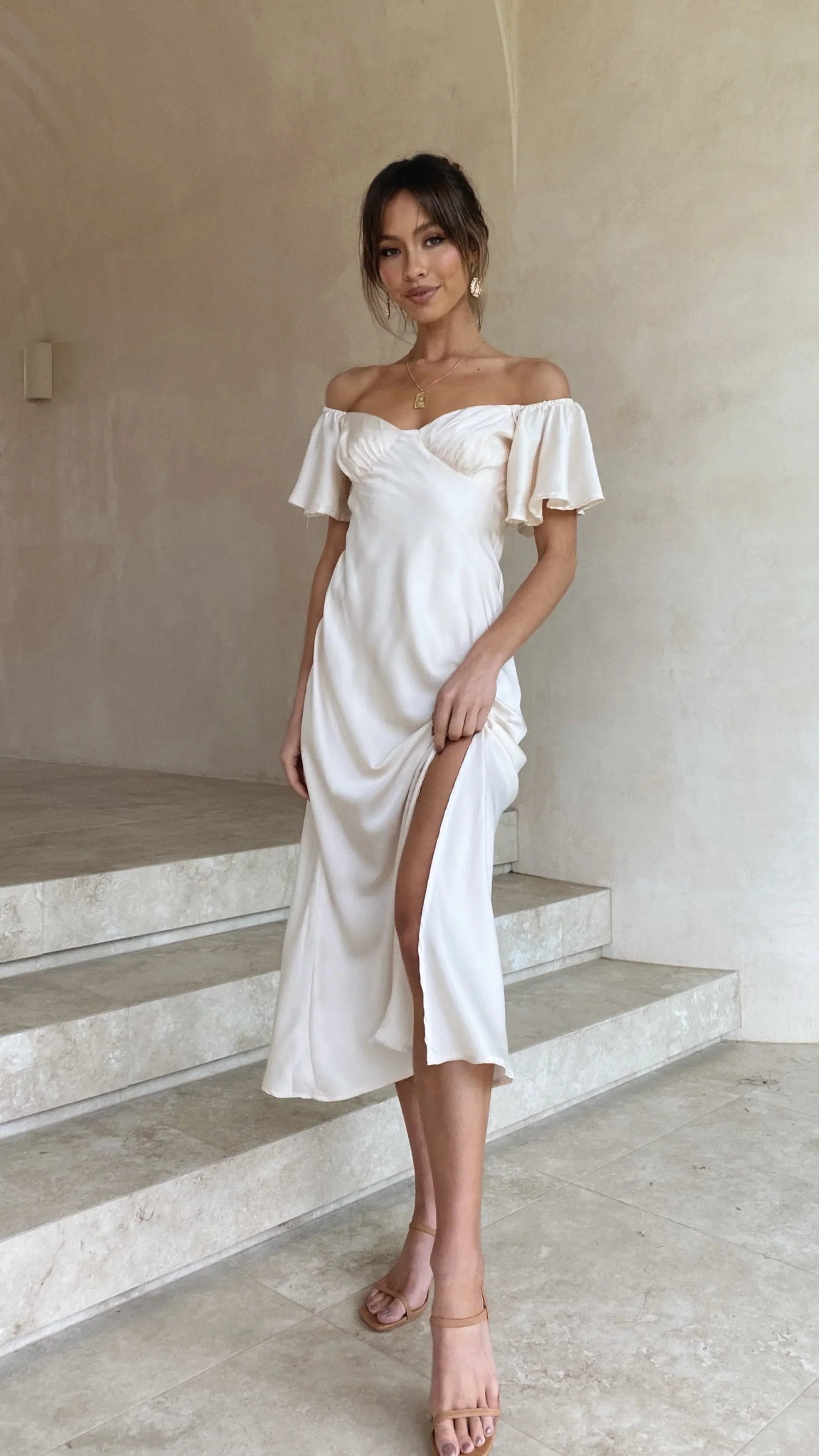 Louisa Midi Dress Ivory