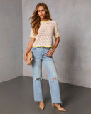 Elarina Open Knit Short Sleeve Sweater