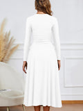 A Line Maxi Dress Ruffle Ruched Waist Flowy Long Dress