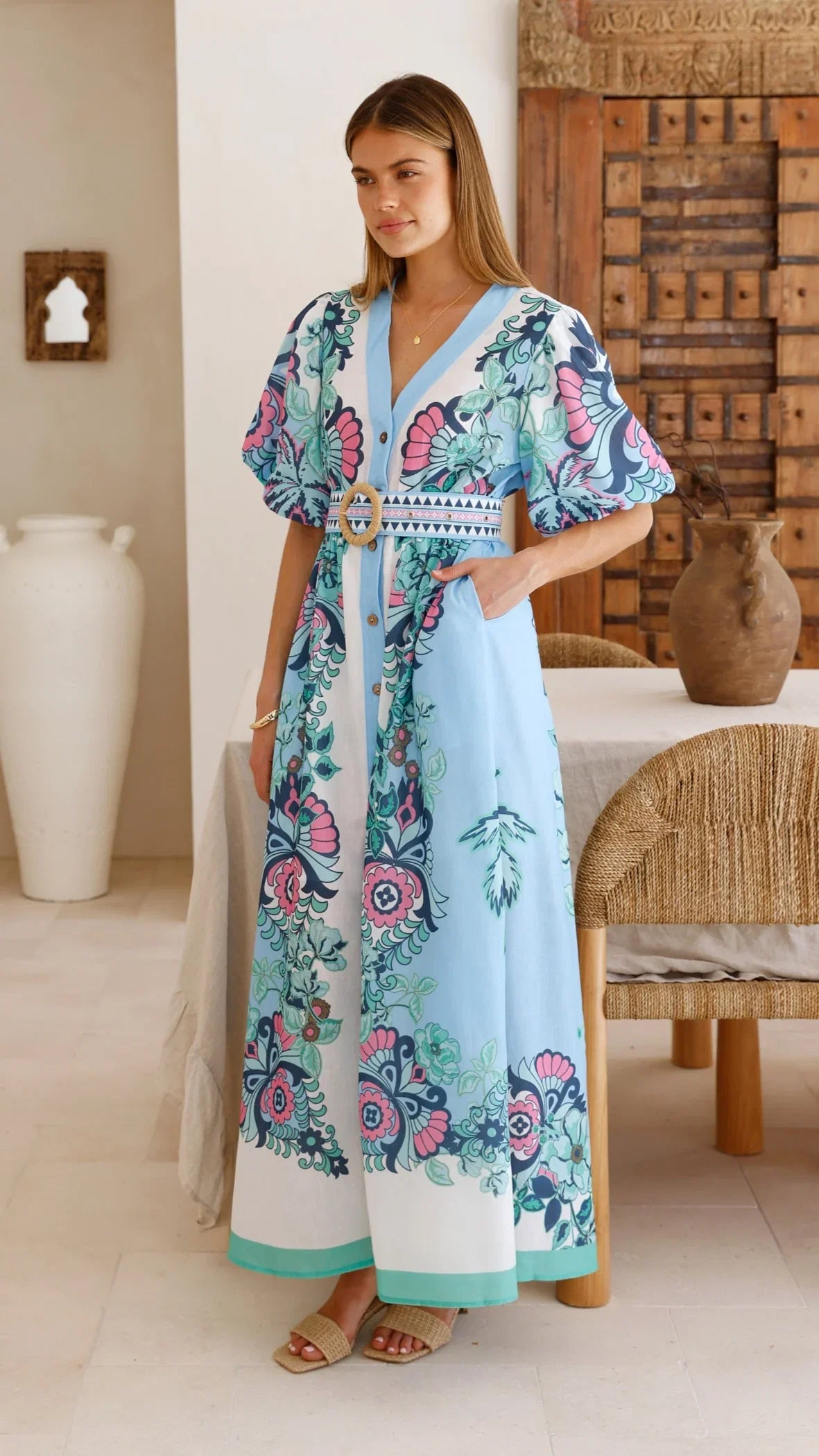Dali Maxi Dress Island Bloom Blue