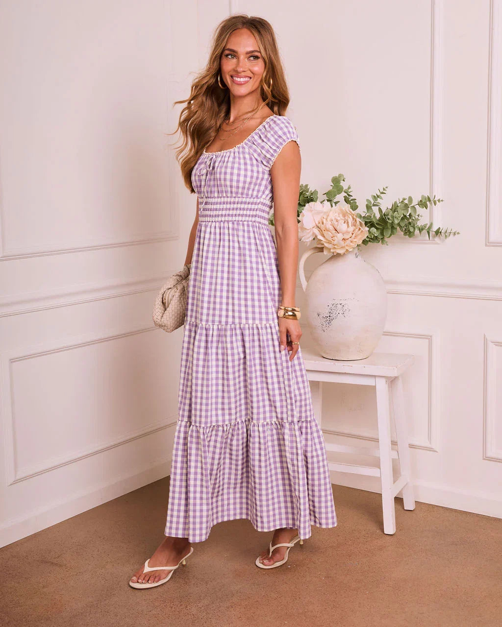 Willowy Meadow Gingham Maxi Dress