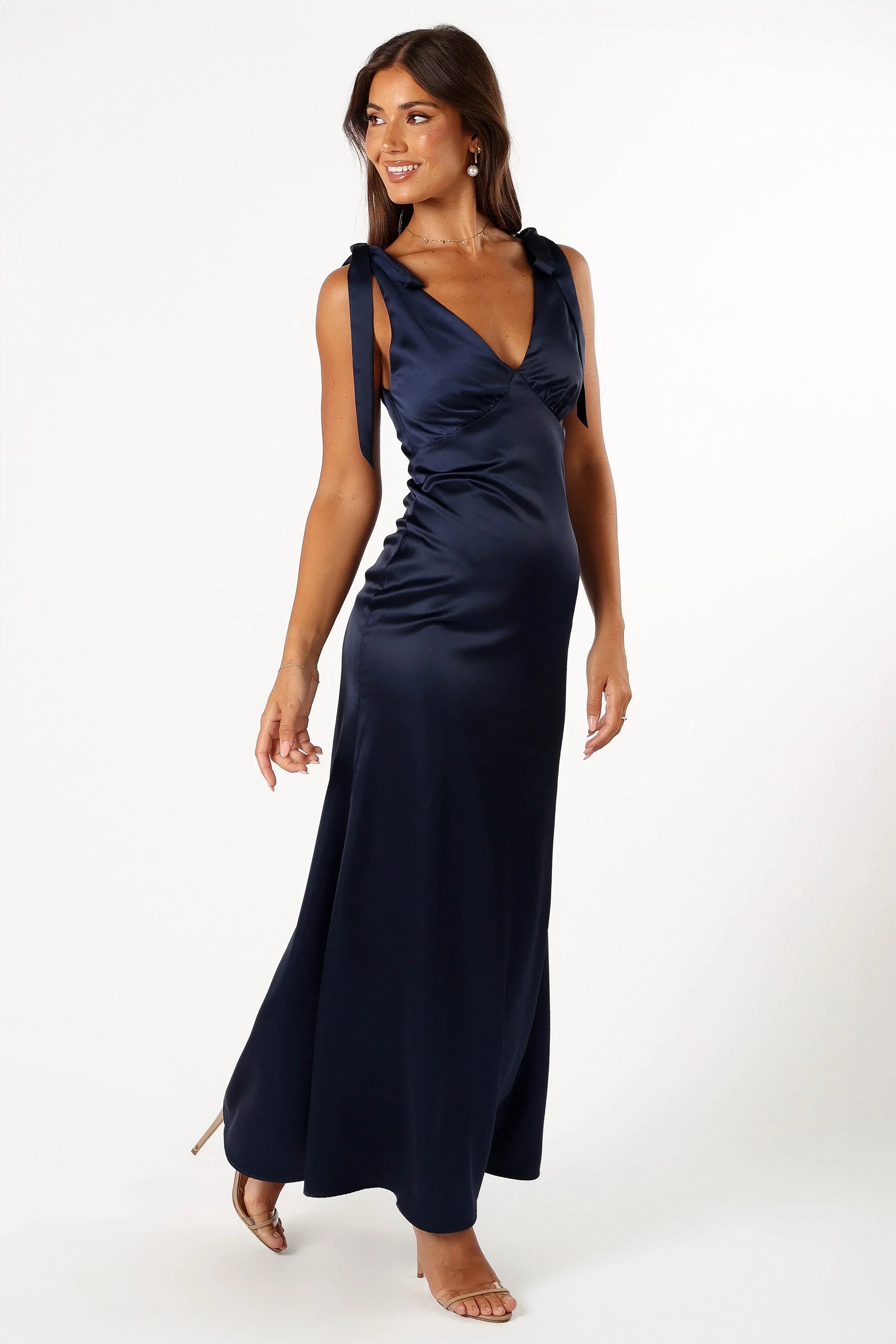 Xavier Bow Shoulder Maxi Dress Navy